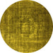 Round Oriental Yellow Industrial Rug, urb956yw