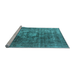 Sideview of Machine Washable Oriental Light Blue Industrial Rug, wshurb956lblu