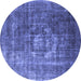 Round Oriental Blue Industrial Rug, urb956blu