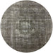 Round Mid-Century Modern Coffee Brown Oriental Rug, urb956