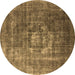 Round Oriental Brown Industrial Rug, urb956brn