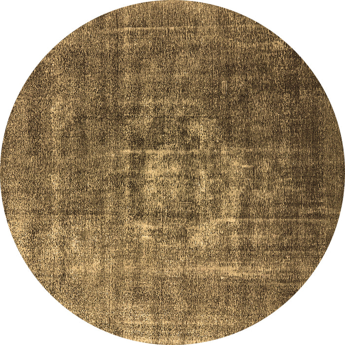 Round Machine Washable Oriental Brown Industrial Rug, wshurb956brn