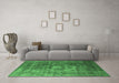 Machine Washable Oriental Emerald Green Industrial Area Rugs in a Living Room,, wshurb956emgrn