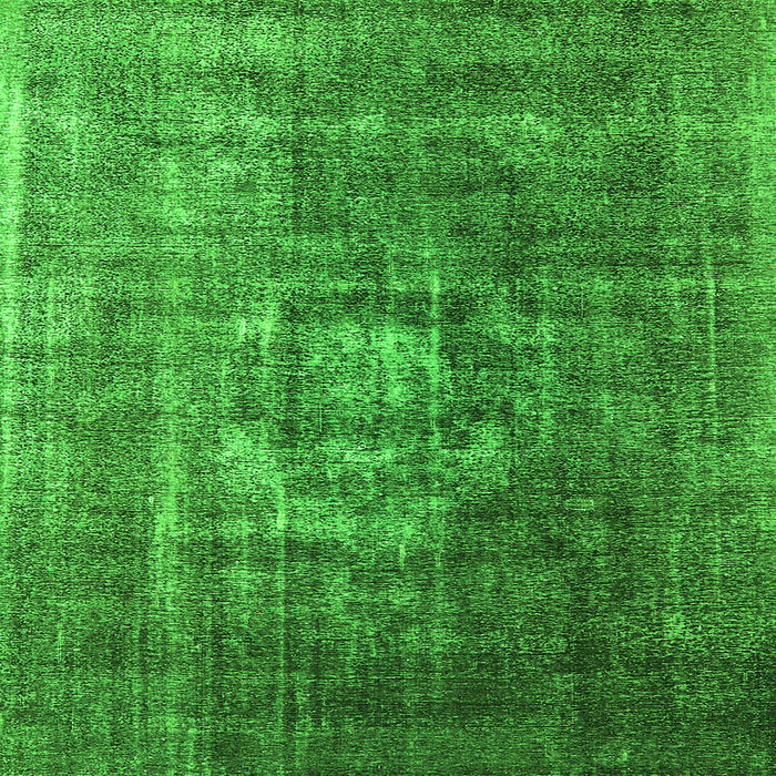 Square Machine Washable Oriental Green Industrial Area Rugs, wshurb956grn