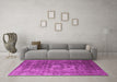 Machine Washable Oriental Pink Industrial Rug in a Living Room, wshurb956pnk