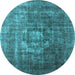 Round Oriental Light Blue Industrial Rug, urb956lblu