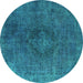 Round Persian Turquoise Bohemian Rug, urb957turq