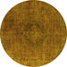 Round Persian Yellow Bohemian Rug, urb957yw