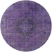 Round Mid-Century Modern Purple Persian Rug, urb957