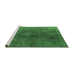 Sideview of Machine Washable Persian Emerald Green Bohemian Area Rugs, wshurb957emgrn
