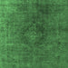 Square Machine Washable Persian Emerald Green Bohemian Area Rugs, wshurb957emgrn
