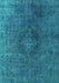 Machine Washable Persian Turquoise Bohemian Area Rugs, wshurb957turq