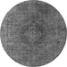 Round Machine Washable Persian Gray Bohemian Rug, wshurb957gry