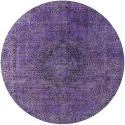 Round Machine Washable Industrial Modern Purple Rug, wshurb957