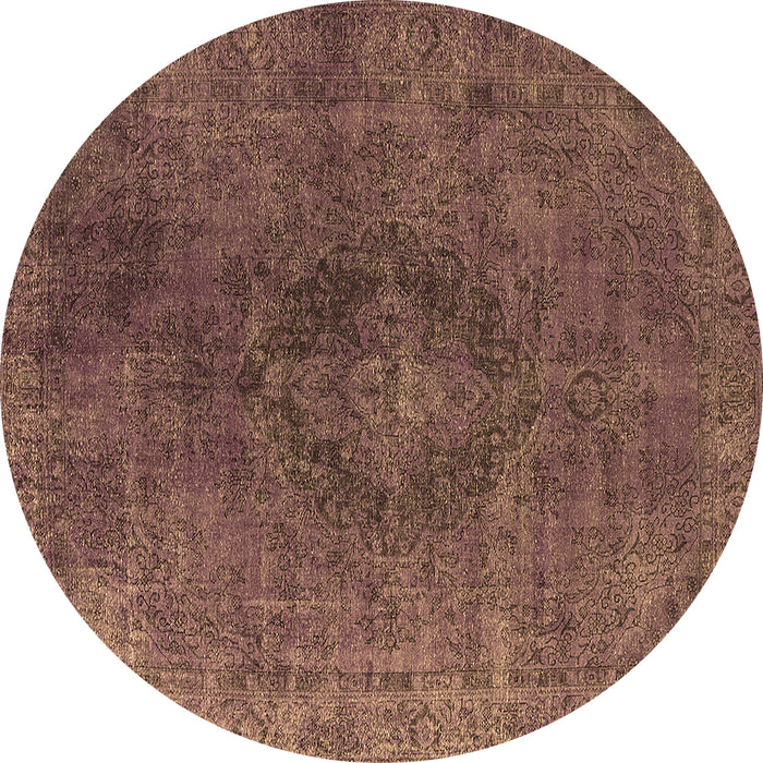 Round Machine Washable Persian Brown Bohemian Rug, wshurb957brn