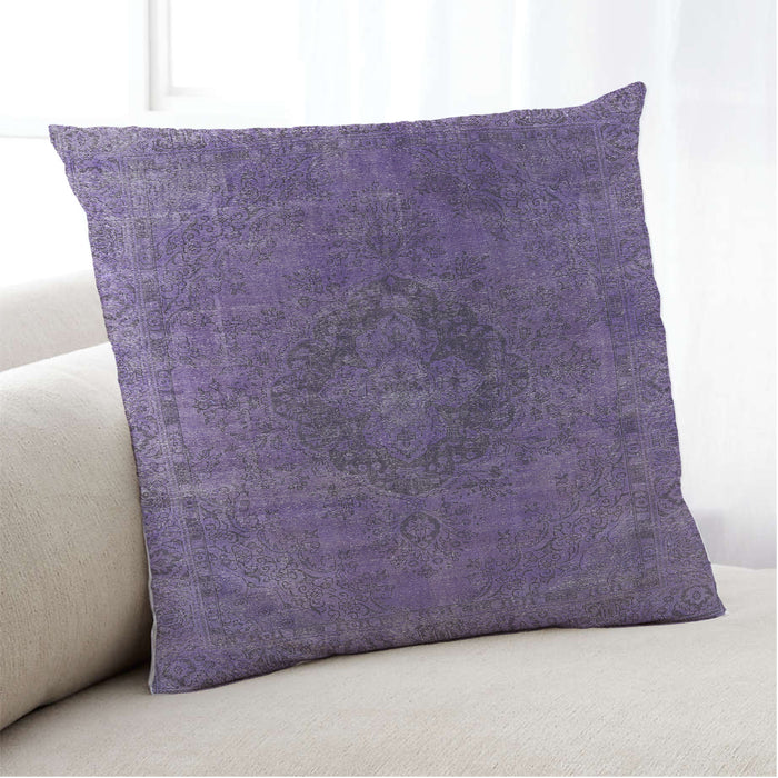 Lifestyle Image of Mid-Century Modern Urban Square Purple Throw Pillow, 18 inch by 18 inch, pwurb957