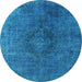 Round Persian Light Blue Bohemian Rug, urb957lblu