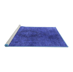 Sideview of Machine Washable Persian Blue Bohemian Rug, wshurb957blu