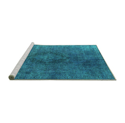 Sideview of Machine Washable Persian Turquoise Bohemian Area Rugs, wshurb957turq