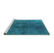 Sideview of Machine Washable Persian Turquoise Bohemian Area Rugs, wshurb957turq