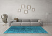 Machine Washable Persian Turquoise Bohemian Area Rugs in a Living Room,, wshurb957turq