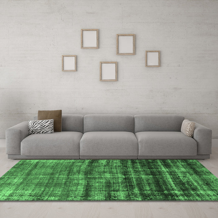 Machine Washable Persian Emerald Green Bohemian Area Rugs in a Living Room,, wshurb958emgrn