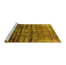 Sideview of Machine Washable Persian Yellow Bohemian Rug, wshurb958yw