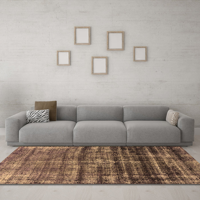 Machine Washable Persian Brown Bohemian Rug in a Living Room,, wshurb958brn