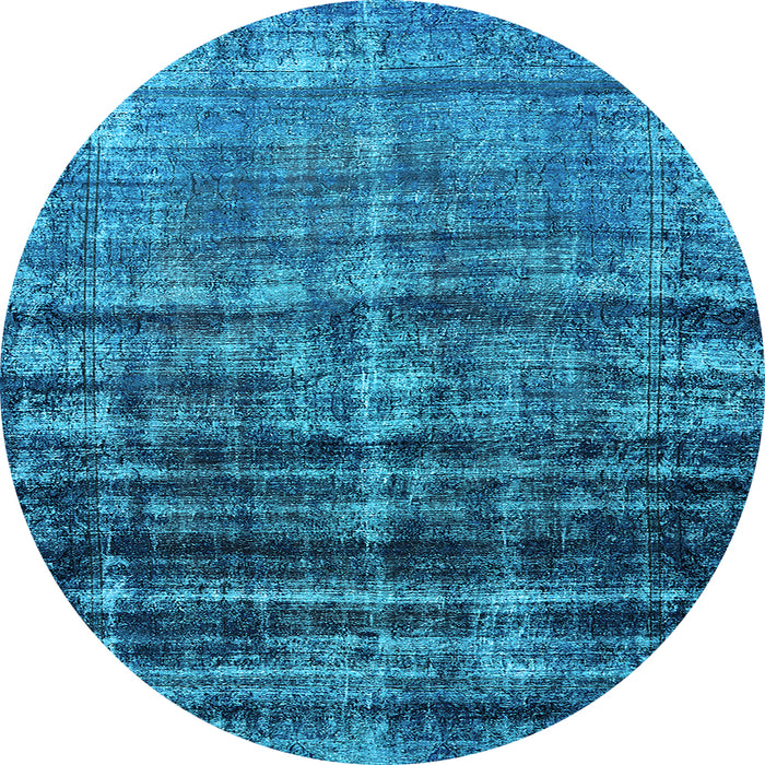 Round Machine Washable Persian Light Blue Bohemian Rug, wshurb958lblu