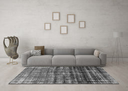 Machine Washable Persian Gray Bohemian Rug in a Living Room,, wshurb958gry