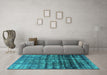 Machine Washable Persian Turquoise Bohemian Area Rugs in a Living Room,, wshurb958turq