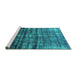 Sideview of Machine Washable Persian Turquoise Bohemian Area Rugs, wshurb958turq