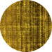 Round Persian Yellow Bohemian Rug, urb958yw