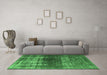 Machine Washable Oriental Emerald Green Industrial Area Rugs in a Living Room,, wshurb959emgrn