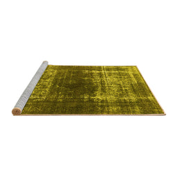 Sideview of Machine Washable Oriental Yellow Industrial Rug, wshurb959yw