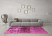 Machine Washable Oriental Pink Industrial Rug in a Living Room, wshurb959pnk