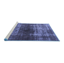 Sideview of Machine Washable Oriental Blue Industrial Rug, wshurb959blu