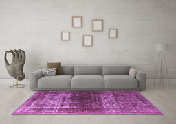Machine Washable Oriental Purple Industrial Area Rugs in a Living Room, wshurb959pur