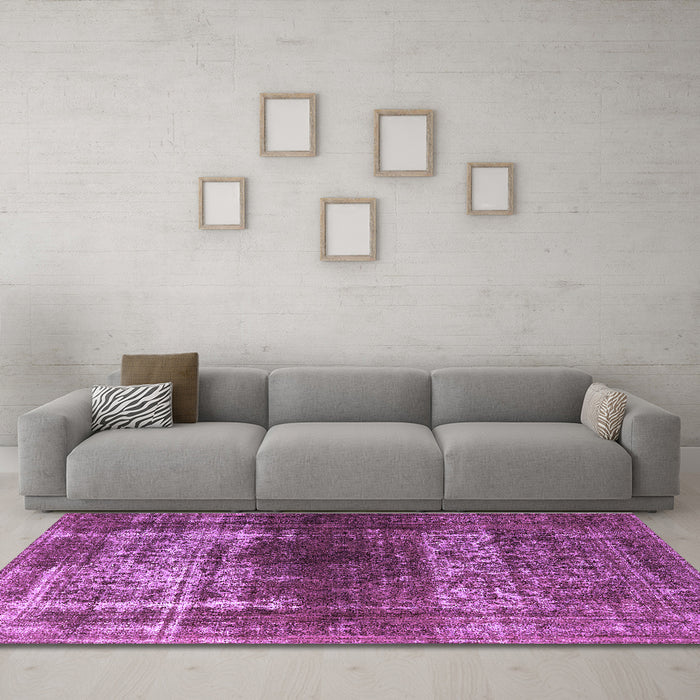 Machine Washable Oriental Purple Industrial Area Rugs in a Living Room, wshurb959pur