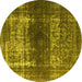 Round Oriental Yellow Industrial Rug, urb959yw