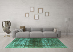 Machine Washable Oriental Light Blue Industrial Rug in a Living Room, wshurb959lblu