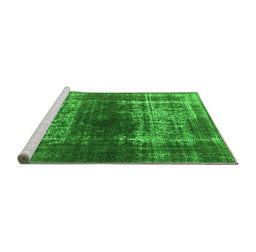 Sideview of Machine Washable Oriental Green Industrial Area Rugs, wshurb959grn