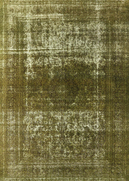 Machine Washable Industrial Modern Brass Green Rug, wshurb959