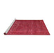 Sideview of Machine Washable Industrial Modern Red Rug, wshurb960