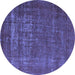 Round Machine Washable Oriental Blue Industrial Rug, wshurb960blu