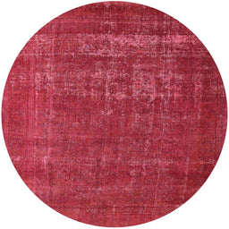 Round Mid-Century Modern Red Oriental Rug, urb960