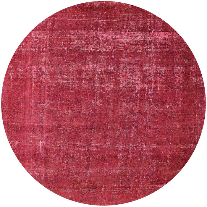 Round Mid-Century Modern Red Oriental Rug, urb960