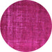Round Machine Washable Oriental Pink Industrial Rug, wshurb960pnk