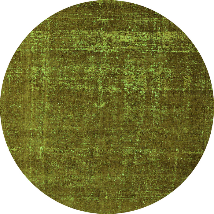 Round Machine Washable Oriental Green Industrial Area Rugs, wshurb960grn