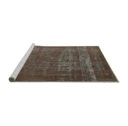 Sideview of Machine Washable Oriental Turquoise Industrial Area Rugs, wshurb960turq